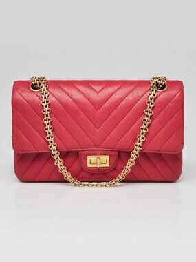 Chanel Dark Pink 2.55 Reissue Chevron Quilted Calfskin Leather 225 Bag